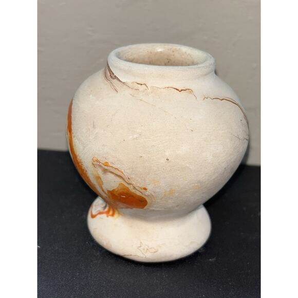 Nemadji Mini Vase Marbleized Beige Orange Brown Vtg Pottery Swirled Southwestern - Picture 3 of 8